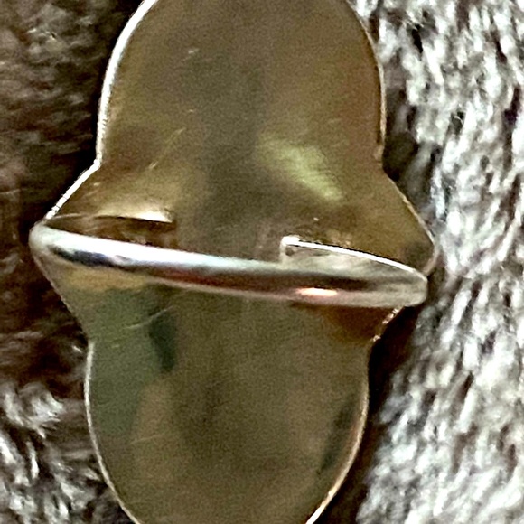 Vintage Navajo Sterling silver & antler bone with enamel turquoise inset ring - Picture 4 of 8